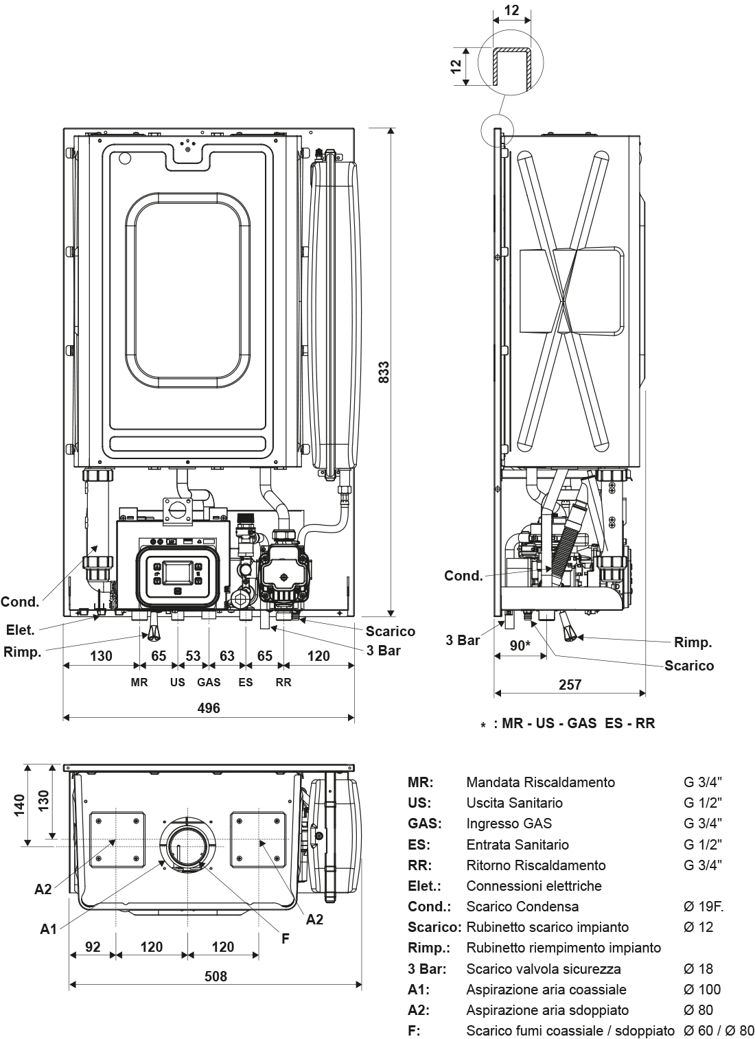 dimensionali caldaia interna